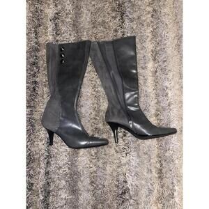 Chic Gray Witchcore Stiletto Boots with Button Details sz 8 1/2